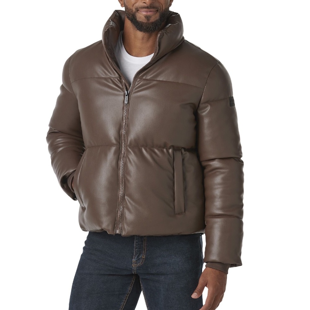 Sean John - Faux-Leather Puffer Jacket - Brown - Men’s Size XL - New